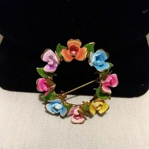 Austria Mark multi-colored floral brooch